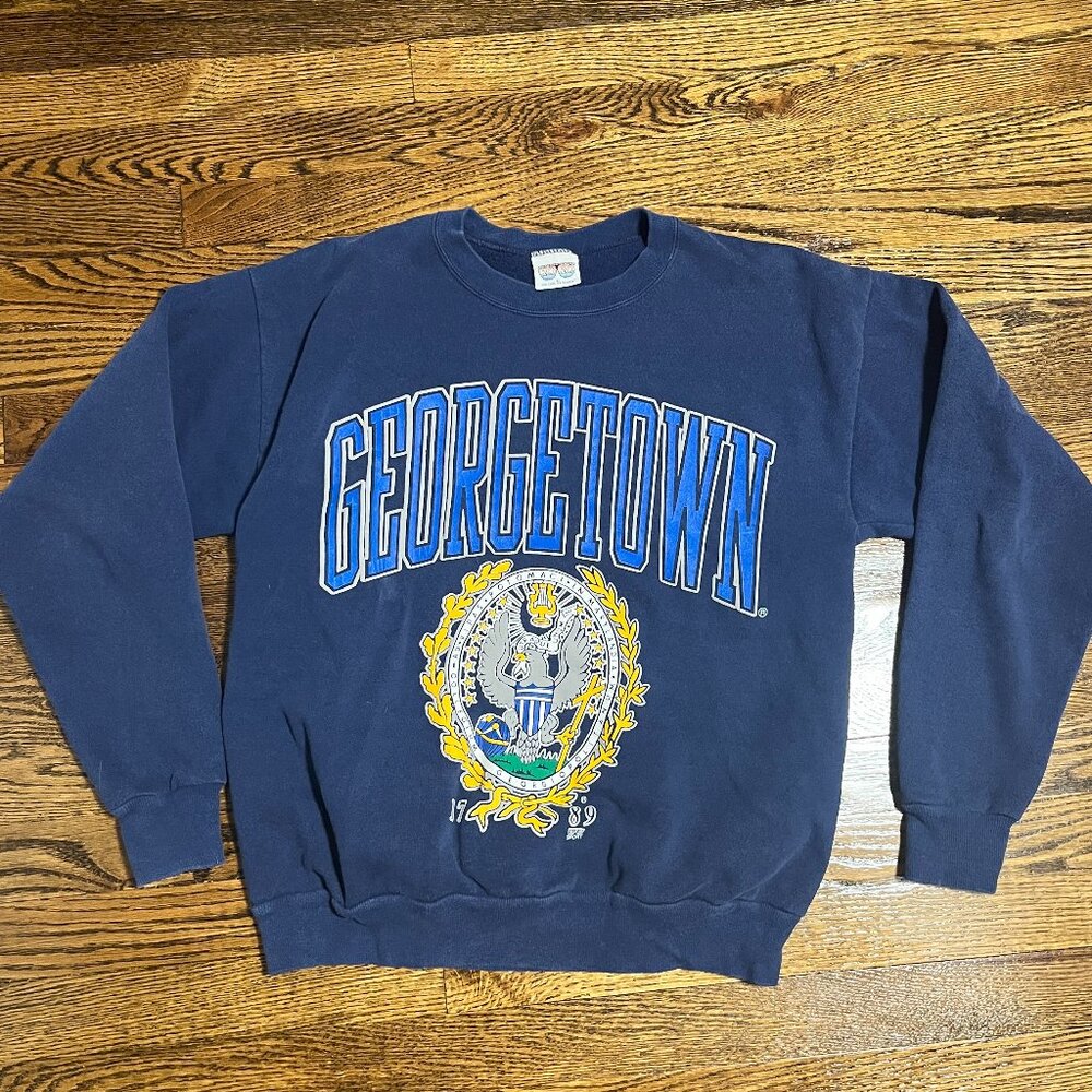 Georgetown University vintage crew neck sweatshirt navy blue size L